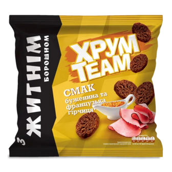 Сухарики ХрумTeam зі смаком буженини та французької гірчиці (90г)