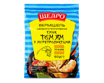 Вермішель Щедро Том ям з морепродуктами швидкого приготування (60г)