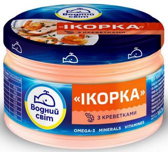 Продукт Водний світ Ікорка з ікрою скандинавської риби і креветками 160г