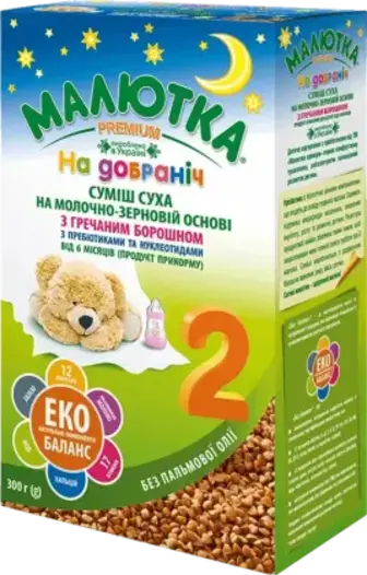Cуміш суха молочна Малютка Premium з гречаним борошном та пребіотиком 300 г