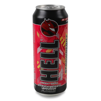 Напій енергетичний Hell Strawberry-banana безалкогольний газований з/б (0,5л)