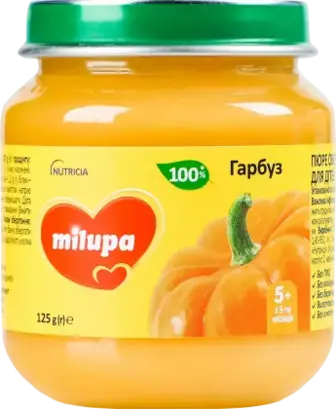 Пюре дитяче Milupa овочеве Гарбуз від 4 місяців 125 г