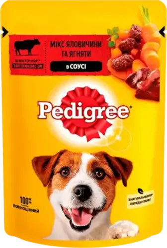 Корм для дорослих собак Pedigree з яловичиною та печінкою 100 г