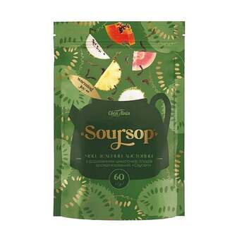 Чай 60 г Своя Лінія Soursop зелений листовий з додаванням шматочків плодів ароматизований, м/уп 