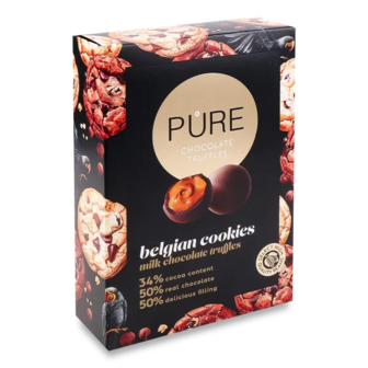 Цукерки Pure Chocolate Трюфелі з молочного шоколаду з кремовою начинкою печиво (148г)