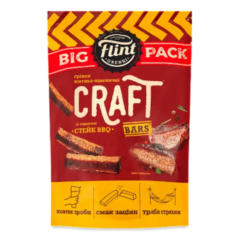 Грінки Flint Craft житньо-пшеничні зі смаком стейку BBQ (120г)