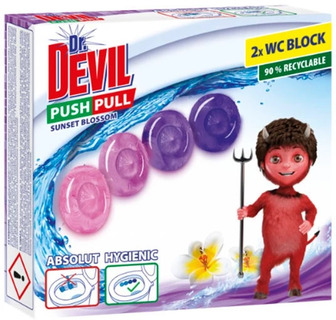 Гелеві кульки без кошика для унітазу Dr. Devil WC Push Pull Gel Цвітіння заходу сонця 2х20 г (8595025835680)
