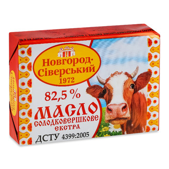 Масло Новгород-Сіверський Екстра солодковершкове 82.5% 180 г (4820006852689)