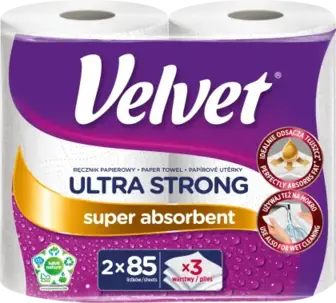 Рушник паперовий Velvet Ultra strong 3-шаровий 2 рулони