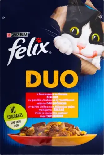 Корм Felix Fantastic Purina Duo з яловичиною та птицею для кішок 85 г
