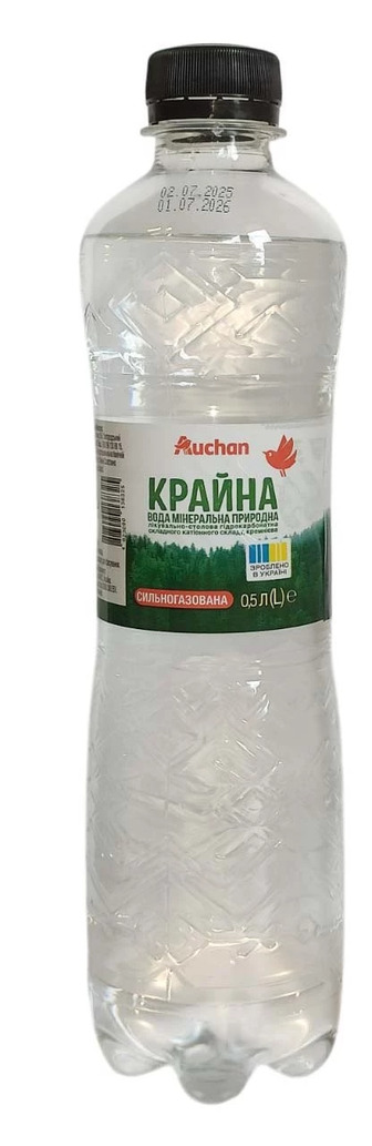 Вода мінеральна Auchan Крайна сильногазована 0.5 л (4823090138325)