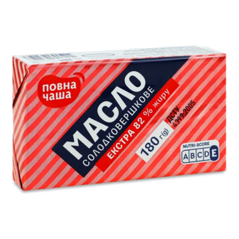 Масло солодковершкове «Повна Чаша»® Екстра 82% (180г)