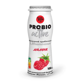 Напій йогуртовий Feels good Probio Active малина 1,5% (100г)