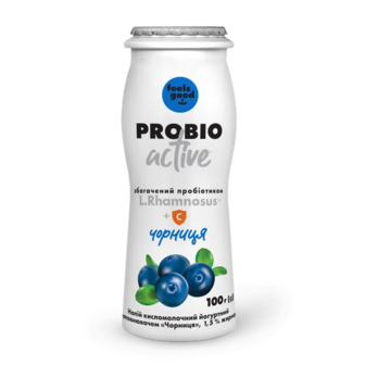 Напій йогуртний Feels good Probio Active чорниця та вітамін С 1,5% (100г)