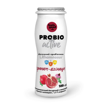 Напій йогуртний Feels good Probio Active гранат-ехінцея 1,5% (100г)