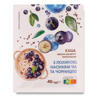 Каша вівсяна «Премія»® з лохиною, насінням чіа та чорницею (40г)