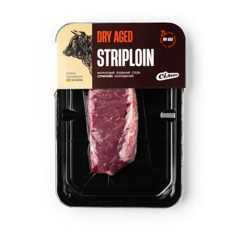 Яловичий стейк Стріплойн Dry Aged охолоджений в/у (100г)