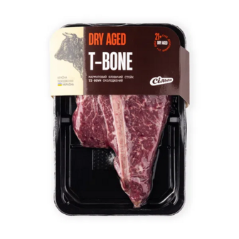 Яловичий стейк Ті-боун Dry Aged охолоджений в/у (100г)