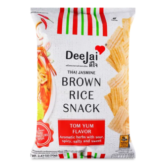 Снеки Deejai з коричневого рису зі смаком Том-Ям (70г)