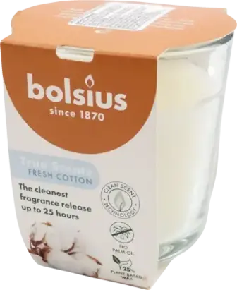 Свічка в склі Bolsius 8073 з ароматом Бавовна