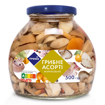 Гриби асорті «Премія»® в маринаді (500г)