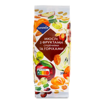 Мюслі«Премія»® з сушеними фруктами та горіхами (350г)