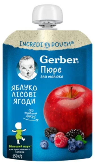 Пюре для дітей від 6 місяців Яблуко-лісові ягоди Gerber 150 г