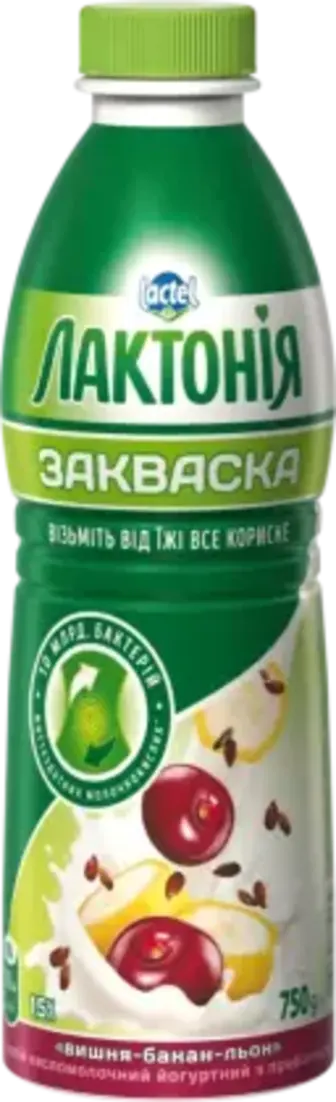 Закваска Лактонія вишня-банан-льон з пребіотиком лактулози 1.5% 750 г