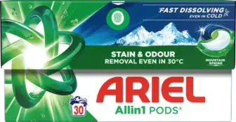 Гель-капсули Ariel Pods All-in-1 Чистота та Свіжість Гірське джерело 30 шт