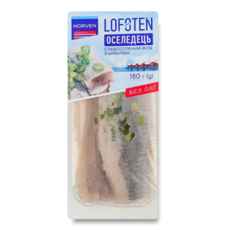 Оселедець Norven Lofoten філе с/с з цибулею без олії (180г)