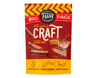 Грінки Flint Craft житньо-пшеничні зі смаком стейку BBQ (120г)