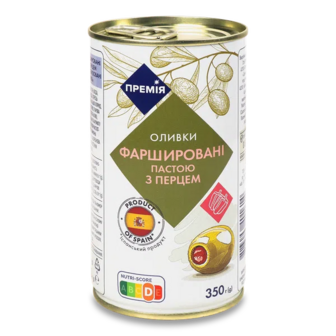 Оливки «Премія»® фаршировані пастою з перцем (350г)