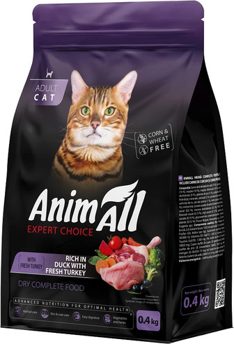 Корм сухий для котів AnimAll зі свіжою індичкою та качкою 0.4 кг (178599)