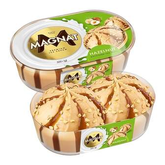 Морозиво 500 г Magnat "Hazelnut" зі смаком "лісовий горіх" пл/лоток 
