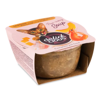 Корм для котів Delickcious суп з сардини з креветками та гарбузом (80г)