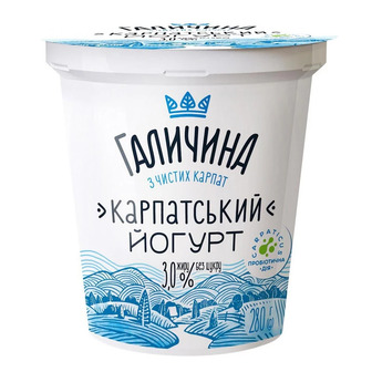Йогурт Галичина Карпатський без цукру 3% 280 г (4820222762885)