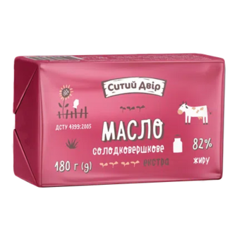 Масло солодковершкове Ситий двір екстра 82%, 180г (180г)