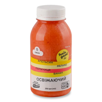 Смузі Feels good з апельсиновим соком, бананом, полуницею та яблуком (250мл)