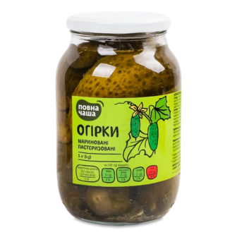 Огірки мариновані «Повна Чаша»® пастеризовані (1000г)