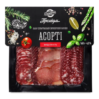 Ковбаса «Ювілейний» «Асорті Сервірувальна» с/к, нарізка (160г)