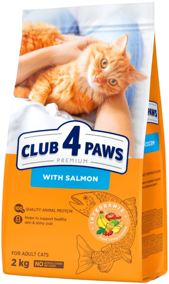 Корм сухий для дорослих котів Club 4 Paws Premium з лососем 2 кг (4820269144736)