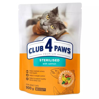 Корм сухий для стерилізованих котів Club 4 Paws Premium з лососем 900 г (4820269144804)