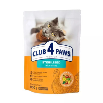 Корм сухий для стерилізованих котів Club 4 Paws Premium з індичкою 900 г (4820269144910)