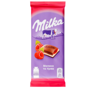Шоколад Milka малиново-кремова начинка мол. 90г