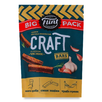 Грінки Flint Craft житньо-пшеничні зі смаком часнику (120г)