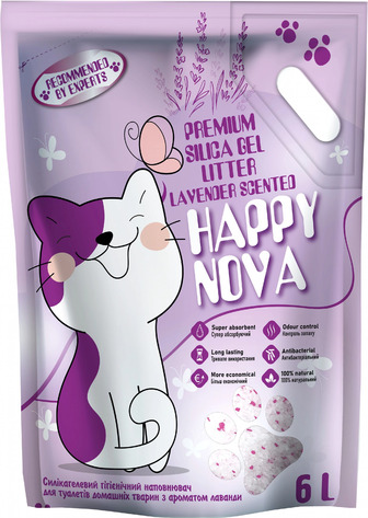 Наповнювач Happy Nova лаванда силікагелевий, для котячого туалету, 2.2 кг, 6 л (4820280220068)
