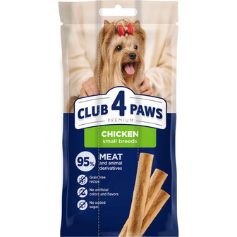 Ласощі для собак малих порід Club 4 Paws М'ясні палички з куркою 12 г х 3 шт (4820269145061)