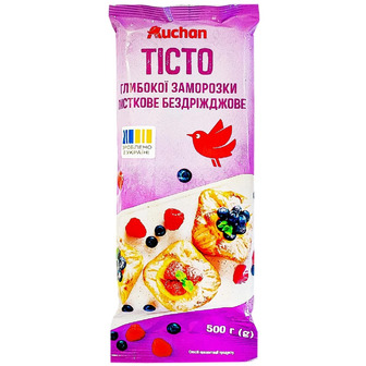 Тісто Auchan листкове бездріжджове 500 г (4823090137106)