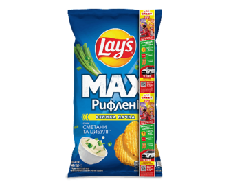 Чипси Lay's Max рифлені зі смаком сметани та цибулі (140г)