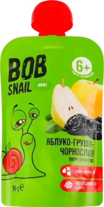 Пюре Bob Snail Яблуко-груша-чорнослив 90 г